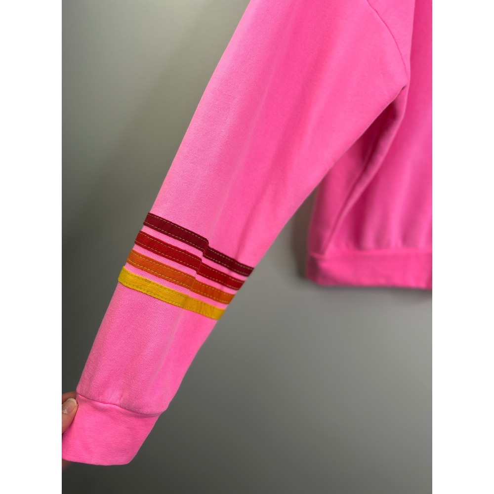 Aviator Nation University of Texas Neon Pink Rainbow Striped Sweatshirt XS Bolt - Picture 7 of 11